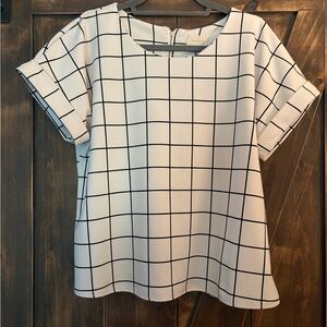 MELLODAY Black and White Grid Blouse